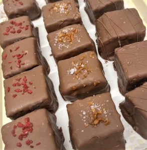 Marshmallows in Chocolate on tray